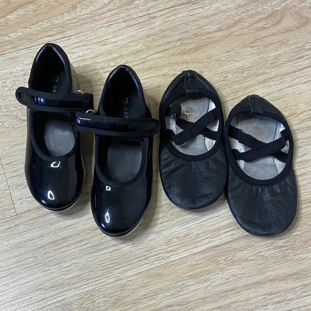 Danskin Black Kids Tap shoes.      Stelle kids ballet shoes (bundle)